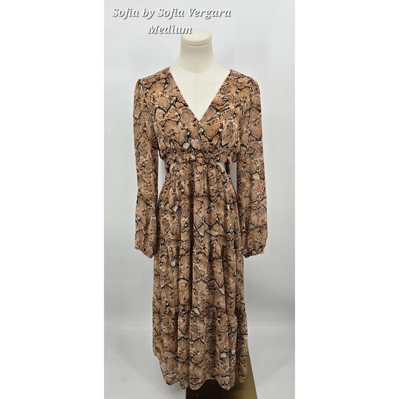 Sofia Jeans by Sofia Vergara Snake Print Cutout Maxi Dress - Picture 1 of 7
